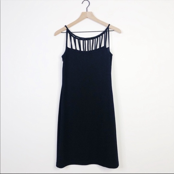 St John Evening Black Wool Knit Cage Neck Dress - Picture 5 of 8